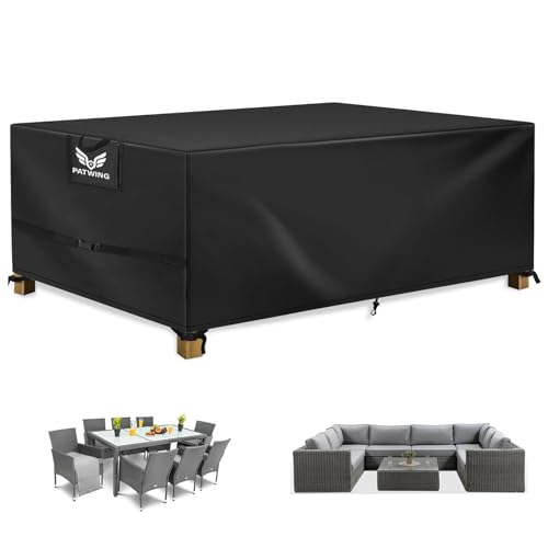 PATWING Abdeckung Gartenmöbel Winterfest, 600D Oxford Gartenmöbel Abdeckung, Asserdicht,Winddicht,UV-Beständiges Gartenmöbel Abdeckung Wasserdicht, für Sitzgruppe Gartentisc (180*120*74cm) von PATWING