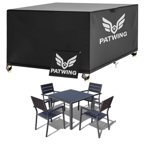 PATWING Gartenmöbel Abdeckung,600D Oxford Gewebe Abdeckhauben für Möbelsets,asserdicht,Winddicht,UV-Beständiges Abdeckung Gartenmöbel Winterfest für Sitzgruppe Gartentisc (180*120*74cm) von PATWING
