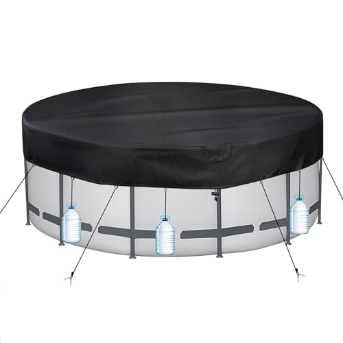 PATWING Wetterfeste Poolabdeckung Rund Ø 370 Für Ø320-366cm Pools, UV-resistente Poolplane für INTEX & BESTWAY Pools, Drahtseil und Spannschloss zur Sicherung (371 * 30cm) von PATWING