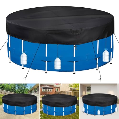 PATWING Wetterfeste Poolabdeckung Rund Ø 564 Für Ø500-560cm Pools, UV-resistente Poolplane für INTEX & BESTWAY Pools, Drahtseil und Spannschloss zur Sicherung (564 * 30cm) von PATWING
