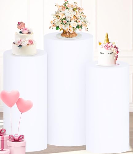 PATYDEST Elastan-Zylinder-Ständerabdeckungen, 3er-Set, weiß, Zylinderständer, Party, Zylindersockel, dehnbare Abdeckungen für Säulen, Ständer, Babyparty, Dessert, Geburtstagsdekoration PATYDEST Elastan-Zylinder-Ständerabdeckungen, 3er-Set, weiß, Zylinderständer, Party, Zylindersockel, dehnbare Abdeckungen für Säulen, Ständer, Babyparty, Dessert, Geburtstagsdekoration von PATYDEST