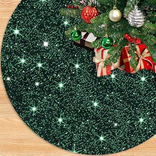 PATYDEST Hunter Green Tree Skirt Christmas Decorations 21 Inch Green Tree Skirt Small Sequin Tree Skirt Velvet Christmas Skirts for Xmas Trees Pencil Tree Skirt Christmas Ornaments for Winter Holiday von PATYDEST