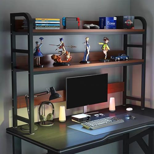 Desktop Organizer - Desktop-Bücherregal Tischregale, Schreibtisch-Bücherregal, Schreibtisch-Organizer Aus Holz Metall, Tisch Regal Ordnungssystem Verstellbar, für das Hausschulamt ( Color : Black , Si von PAUANI