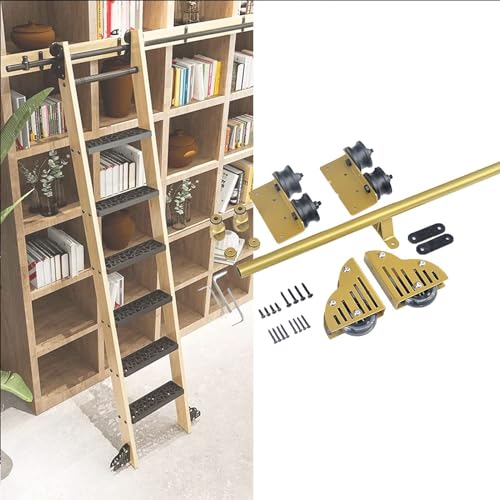 PAUANI Gleitbibliothek Leiter Hardware - Rolling Bibliotheksleiter Hardware-Kit, Gold-Rundschienen-Rollleiter-Hardware, Bibliotheks-Schiebeleiter-Hardware-Schienenzubehör, Size : 30 PAUANI Gleitbibliothek Leiter Hardware - Rolling Bibliotheksleiter Hardware-Kit, Gold-Rundschienen-Rollleiter-Hardware, Bibliotheks-Schiebeleiter-Hardware-Schienenzubehör, Size : 30 von PAUANI