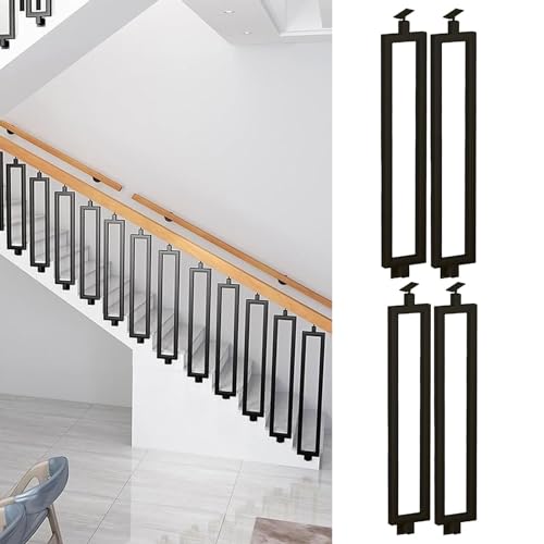 Treppen Handläufe - Treppengeländer Seitlich Montiert - Metall Handlauf, Mit Verstellbarer Halterung, Sicherem Treppengeländerzaun, Für Innen Und Außentreppen, Handlauf, Deckbaluster (Color : BLACK-B von PAUANI