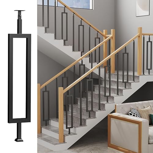 Treppen Handläufe - Treppengeländer Seitlich Montiert - Metall Handlauf, Mit Verstellbarer Halterung, Sicherem Treppengeländerzaun, Für Innen Und Außentreppen, Handlauf, Deckbaluster (Color : Black-A von PAUANI