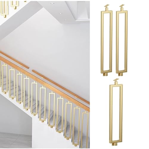 Treppen Handläufe - Treppengeländer Seitlich Montiert - Metall Handlauf, Mit Verstellbarer Halterung, Sicherem Treppengeländerzaun, Für Innen Und Außentreppen, Handlauf, Deckbaluster (Color : GOLD-B- von PAUANI