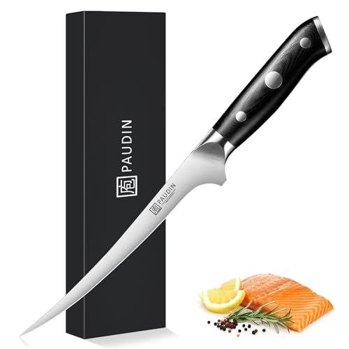 PAUDIN Filetiermesser fisch Messer 18 cm, Filitiermesser Scharf Fisch aus Deutscher Edelstahl 1.4116, Profi Küchenmesser Fischfiliermesser und Ultra Scharfe Messer mit Ergonomischer G10 Griff PAUDIN Filetiermesser fisch Messer 18 cm, Filitiermesser Scharf Fisch aus Deutscher Edelstahl 1.4116, Profi Küchenmesser Fischfiliermesser und Ultra Scharfe Messer mit Ergonomischer G10 Griff von PAUDIN