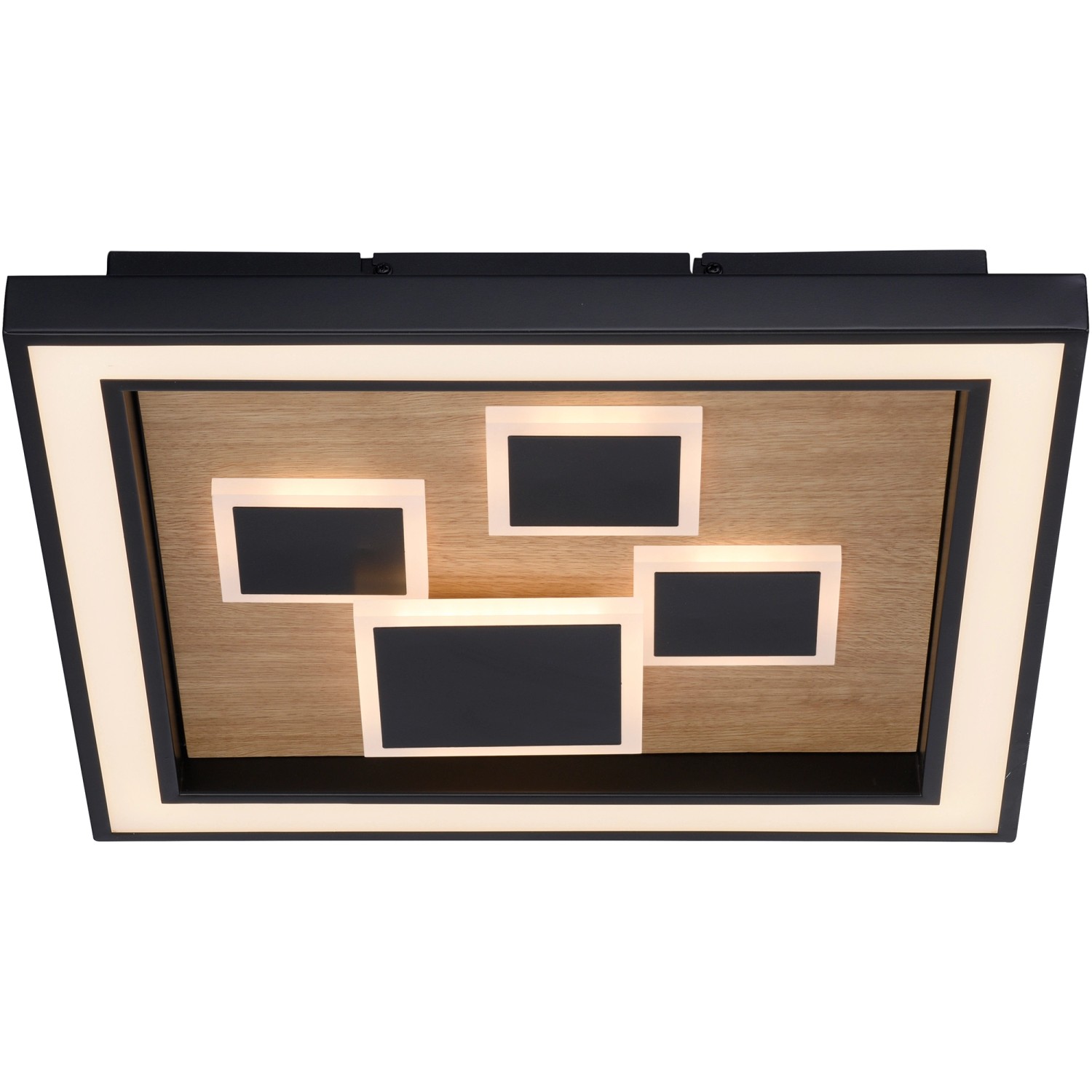 Paul Neuhaus LED-Deckenleuchte Eliza Holz Natur 48 cm x 48 cm von PAUL NEUHAUS