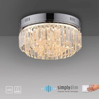 LED Deckenleuchte KRISTA, stufenlos dimmbar, mit Kristallbehang, Ø32 cm, Chrom von PAUL NEUHAUS