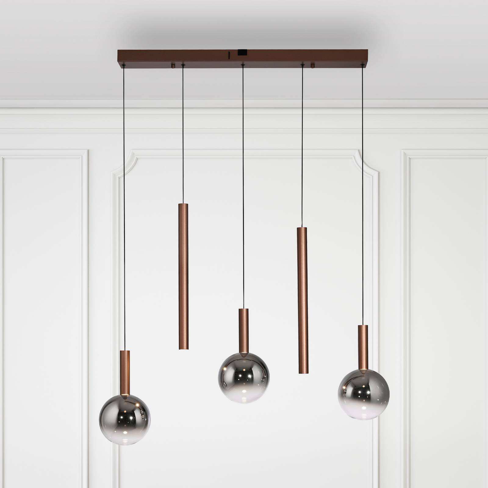 Paul Neuhaus LED-Hängelampe Bowl, Länge 100 cm, braun/grau von PAUL NEUHAUS