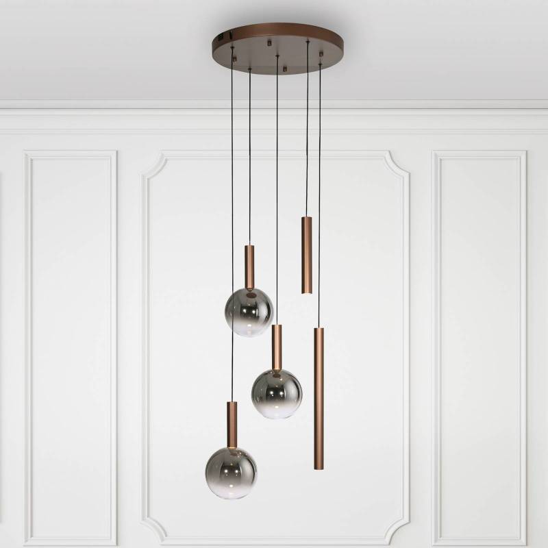 Paul Neuhaus LED-Hängelampe Bowl, Ø 54 cm, braun/grau von PAUL NEUHAUS