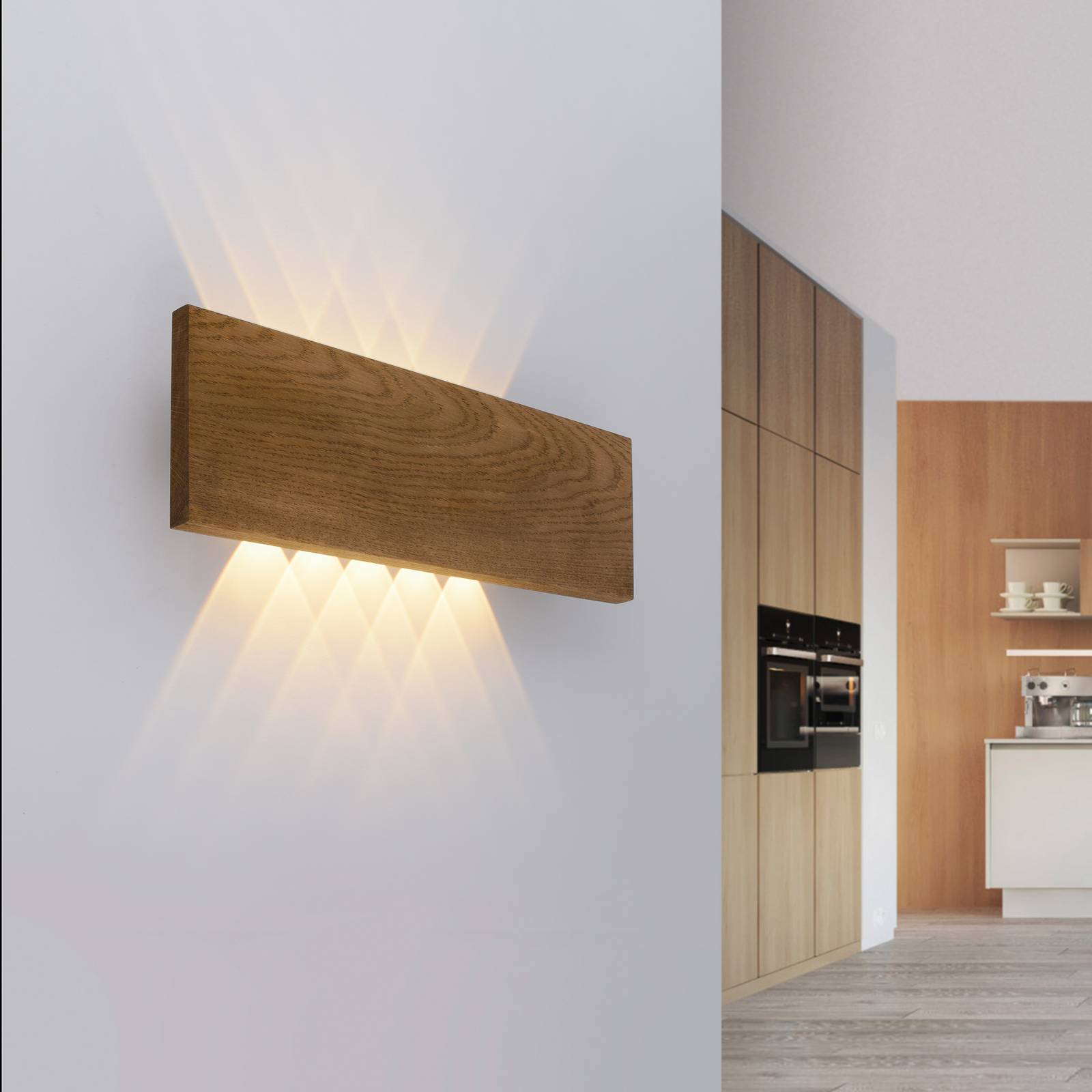 Paul Neuhaus Palma LED-Wandleuchte Holz 45 cm von PAUL NEUHAUS