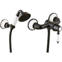 Nostalgie Duscharmatur Aufputz Set Handbrause Einhandmischer schwarz - Paulgurkes von PAULGURKES