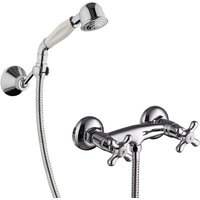 PaulGurkes Duscharmatur Zweigriffmischer Aufputz Handbrause Halter Retro von PAULGURKES