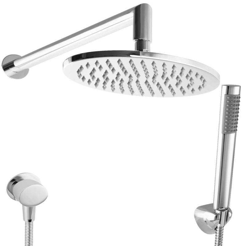 PaulGurkes Duschsystem oval Kopfbrause Stabbrause Wandanschlussbogen mit Metallschlauch Drehkonus von PAULGURKES