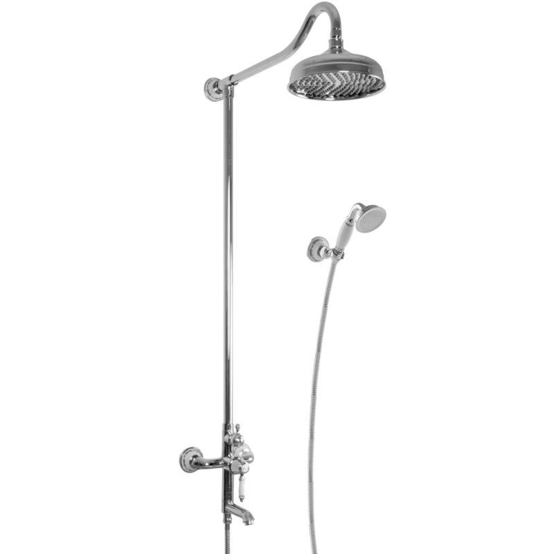 PaulGurkes Nostalgie Duschsystem Aufputz Regendusche Set Retro Landhausstil 3-Wege I von PAULGURKES