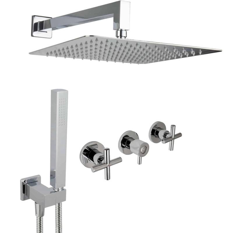 PaulGurkes Regendusche 30cm unterputz mit Wandarm Komplett Set Messing von PAULGURKES