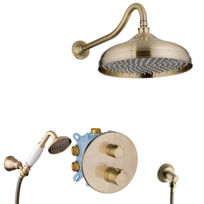 PaulGurkes Thermostat Duschset Duschsystem Retro Nostalgie Messing Bronze Unterputz 30cm PaulGurkes Thermostat Duschset Duschsystem Retro Nostalgie Messing Bronze Unterputz 30cm von PAULGURKES