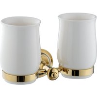 PaulGurkes Zahnputzbecher Gold Keramik Doppelhalter Antik Retro PaulGurkes Zahnputzbecher Gold Keramik Doppelhalter Antik Retro von PAULGURKES