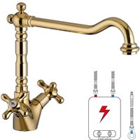 Niederdruck Retro Küchenarmatur Wasserhahn Spültischarmatur Antik Gold Hochglanz - Paulgurkes von PAULGURKES