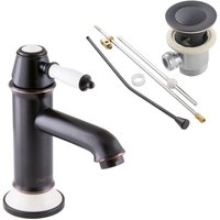 Paulgurkes - Retro Wasserhahn schwarz Waschtischarmatur mit Excenter Nostalgie von PAULGURKES