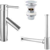 Paulgurkes - Waschtischarmatur rund Wasserhahn Set Siphon Pop Up Excenter Chrom von PAULGURKES
