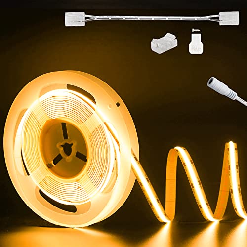 COB LED Streifen Warmweiss 2000K DC24V,PAUTIX 6m 504LEDs/M CRI80+ LED Strip Lights, LED Band für Zuhause Küche DIY Beleuchtungsprojekt mit 8mm Cob Verbinder (Netzteil nicht im Lieferumfang enthalten) von PAUTIX