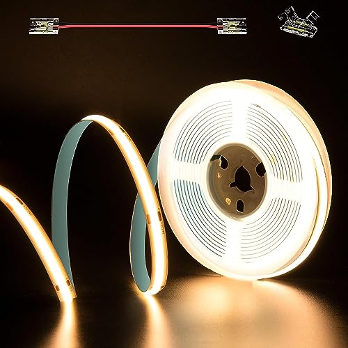 PAUTIX COB LED Streifen Warmweiss 2700K DC24V,5M 480LEDs/M CRI93+ LED Strip Light für Zuhause DIY Beleuchtungsprojekt mit 8mm Cob Verbinder(Netzteil nicht im Lieferumfang enthalten) von PAUTIX