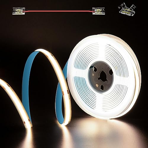 PAUTIX COB LED Streifen Weiß 4000K DC24V,5m 480LEDs CRI93+ LED Strip Light für Zuhause DIY Beleuchtungsprojekt mit 8mm Cob Verbinder(Netzteil nicht im Lieferumfang enthalten) von PAUTIX