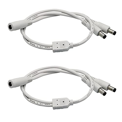 PAUTIX 2er-Pack DC 1 Buchse zu 2 Stecker 5,5mm x 2,1mm Splitterkabel DC-Netzteil für LED-Streifenlicht-CCTV-Überwachungskameras (1 bis 2) von PAUTIX