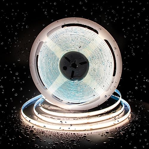 PAUTIX COB LED Streifen Naturweiß 4000K IP65 Wasserdicht,10m 480LEDs/M DC24V LED Strip Light,LED Band CRI93+ für Schlafzimmer Küche DIY Beleuchtungsprojekt (Netzteil nicht enthalten) von PAUTIX