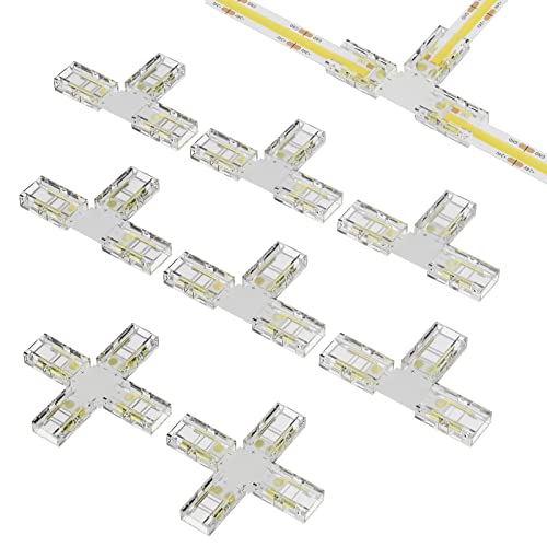 PAUTIX COB LED Streifen Steckverbinder Set für 8mm Breite COB Streifen 2Pin, 6Stück T-Form und 2 Stück Kreuz Verbinder(NICHT anwendbar für 10MM LED Streifenleuchten) von PAUTIX