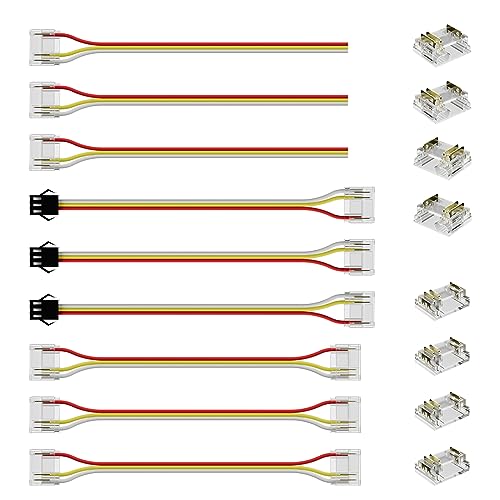 PAUTIX COB LED Streifen Steckverbinder Set für RGBIC COB LED Streifen,3 poliger lötfreier Anschlusssatz,Streifen zu Stecker Stecker,lückenloser Stecker,Streifen zu Draht Stecker von PAUTIX