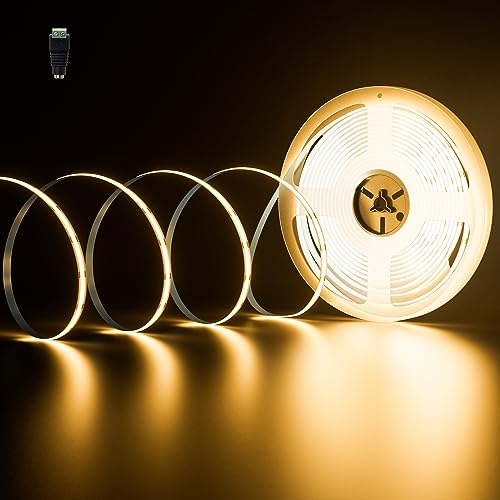 PAUTIX COB LED Streifen Warmweiss 2700K,10m 4800LEDs DC24V LED Strip Light,LED Band CRI93+ für Schlafzimmer Küche DIY Beleuchtungsprojekt (Netzteil nicht enthalten) von PAUTIX