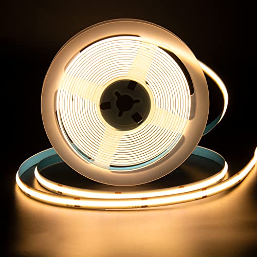 PAUTIX COB LED Streifen Warmweiss 2700K DC24V, 2m 480LEDs/M CRI93+ LED Strip Light für Zuhause DIY Beleuchtungsprojekt (Netzteil nicht im Lieferumfang enthalten) von PAUTIX
