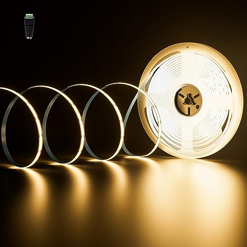 PAUTIX COB LED Streifen Warmweiss 3000K,10m 4800LEDs DC24V LED Strip Light,LED Band CRI93+ für Schlafzimmer Küche DIY Beleuchtungsprojekt (Netzteil nicht enthalten) von PAUTIX