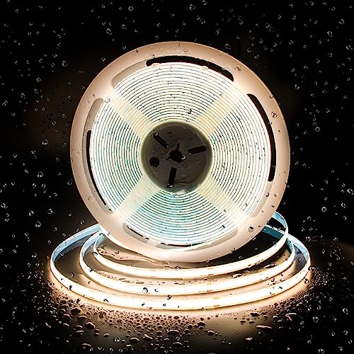 PAUTIX COB LED Streifen Warmweiss 3000K IP65 Wasserdicht,10m 480LEDs/M DC24V LED Strip Light,LED Band CRI93+ für Schlafzimmer Küche DIY Beleuchtungsprojekt (Netzteil nicht enthalten) von PAUTIX