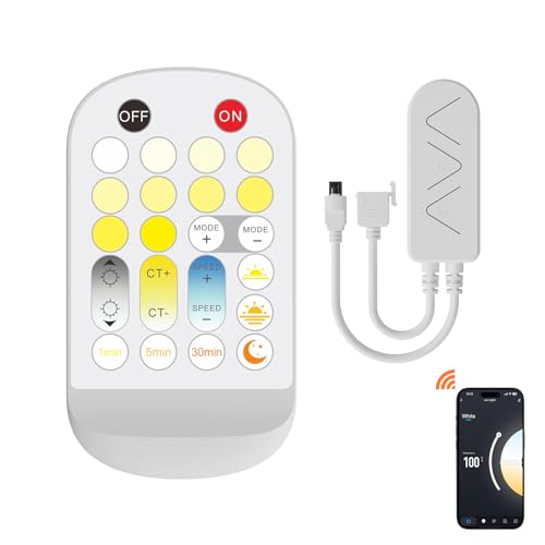 PAUTIX Intelligent 2.4GHz WIFI Bluetooth Tuya Kontroller für CCT COB LED Streifen, Kompatibel mit Alexa Google Home Assistant APP Steuerung DC12V DC24V von PAUTIX