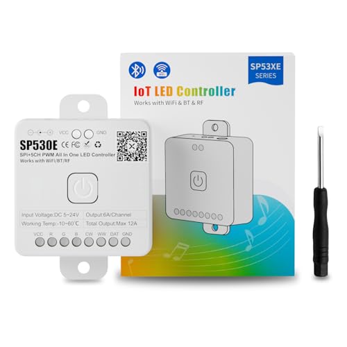 PAUTIX SP530E WiFi Bluetooth LED Kontroller Unterstützt PWM Monochrom CCT RGB RGBW RGBCCT oder SPI TTL IC Chip WS2811 WS2812B WS2813 WS2814 WS2815 für LED Streifen SMD/COB DC5V DC12V DC24V von PAUTIX