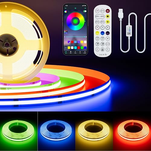 PAUTIX USB RGB LED Streifen Licht 5V 3M,Dimmbar Farbe Wechselnd RGB COB LED Strip mit Bluetooth Smart App Kontroller,Flexibel USB LED band mit Musik Modus für TV,Party DIY Dekoration PAUTIX USB RGB LED Streifen Licht 5V 3M,Dimmbar Farbe Wechselnd RGB COB LED Strip mit Bluetooth Smart App Kontroller,Flexibel USB LED band mit Musik Modus für TV,Party DIY Dekoration von PAUTIX