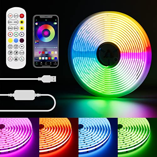 PAUTIX RGB USB COB LED Streifen 5V mit Bluetooth Smart APP Controller, Farbwechselnde Lichtstreifen mit 816LEDs/M 1.5M Multicolor flexible Bandlichter für TV,Schlafzimmer, Party DIY Dekoration von PAUTIX