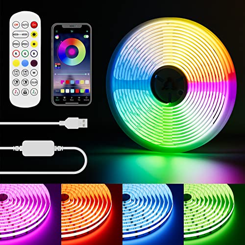 PAUTIX RGB USB COB LED Streifen 5V mit Bluetooth Smart APP Controller, Farbwechselnde Licht streifen mit 816LEDs/M Multicolor flexible Bandlichter für TV,Schlafzimmer,Party DIY Dekoration von PAUTIX