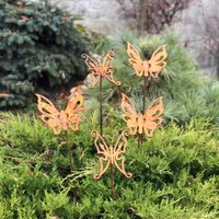 Große Rostige Schmetterlinge 5Er Set, Gartenpfähle, Gartendekor, Metallgartendekor, Metallgartenkunst, Rostige Metallgartenskulptur von PAVAmetaldecor
