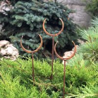 Rostige Finials 3Er Set, Gartenpfähle Gartendekor, Metallgartendekor, Metallhofkunst, Metalldekor Im Freien, Rostige Metallgartenskulptur von PAVAmetaldecor