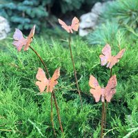 Rostige Schmetterlinge 5Er Set, Gartenpfähle, Gartendekor, Metallgartendekor, Metallgartenkunst, Metallgartenskulptur von PAVAmetaldecor