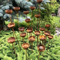 Rostiges Blumen-Set Von 20 Stück, Gartenstecker Aus Metall, Metall-Gartendeko, Metall-Yard-Kunst, Gartenregenfänger, Rostige Gartenskulptur Metall von PAVAmetaldecor