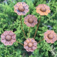 Rusty Blumen 6Er Set, Garten Pflöcke Gartendekor, Metall Hof Kunst, Outdoor Dekor, Skulptur von PAVAmetaldecor