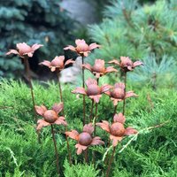 Rusty Blumen Set Von 10, Garten Pflöcke Gartendekor, Metall Hof Kunst, Outdoor Dekor, Rostige Skulptur von PAVAmetaldecor