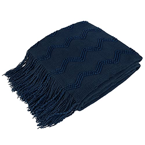 PAVILIA Gestrickte Decke mit Fransen, Marineblau, dunkelblau, dekorative Quaste, Boho, Bauernhaus, Dekoration, Couch, Bett, Sofa, Herbst, Outdoor, gewebt, modern, strukturiert, Acryl, 50 x 60 cm PAVILIA Gestrickte Decke mit Fransen, Marineblau, dunkelblau, dekorative Quaste, Boho, Bauernhaus, Dekoration, Couch, Bett, Sofa, Herbst, Outdoor, gewebt, modern, strukturiert, Acryl, 50 x 60 cm von PAVILIA